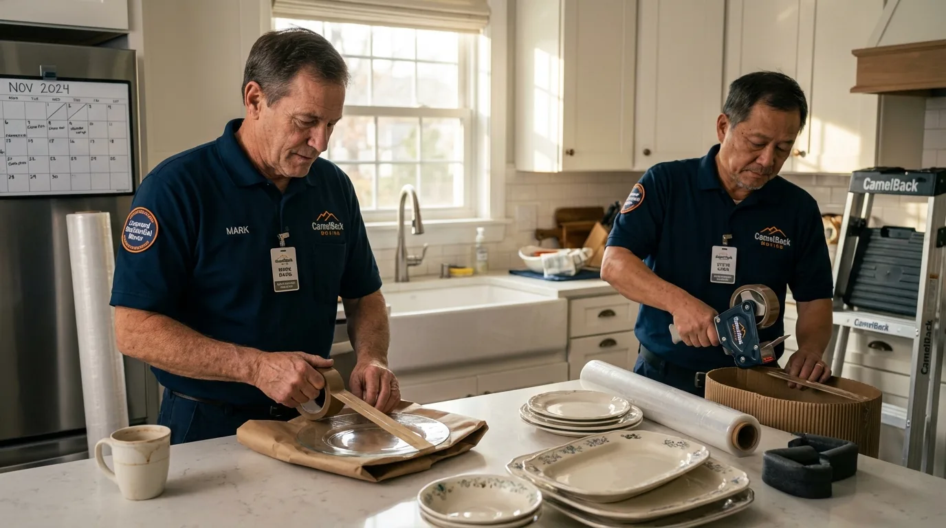 Professional crew packing kitchen dishware in Ranson, WV